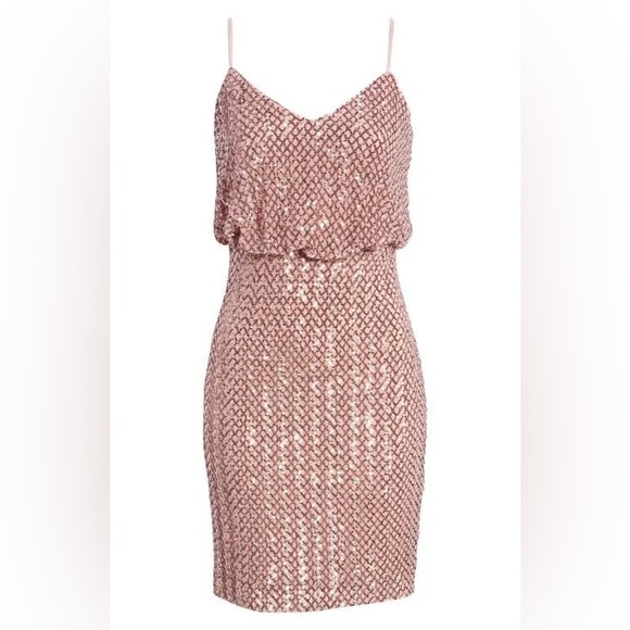 VINCE CAMUTO Sequined Blouson Sheath Dress Rose Pink Women’s Size 12 - Picture 4 of 15